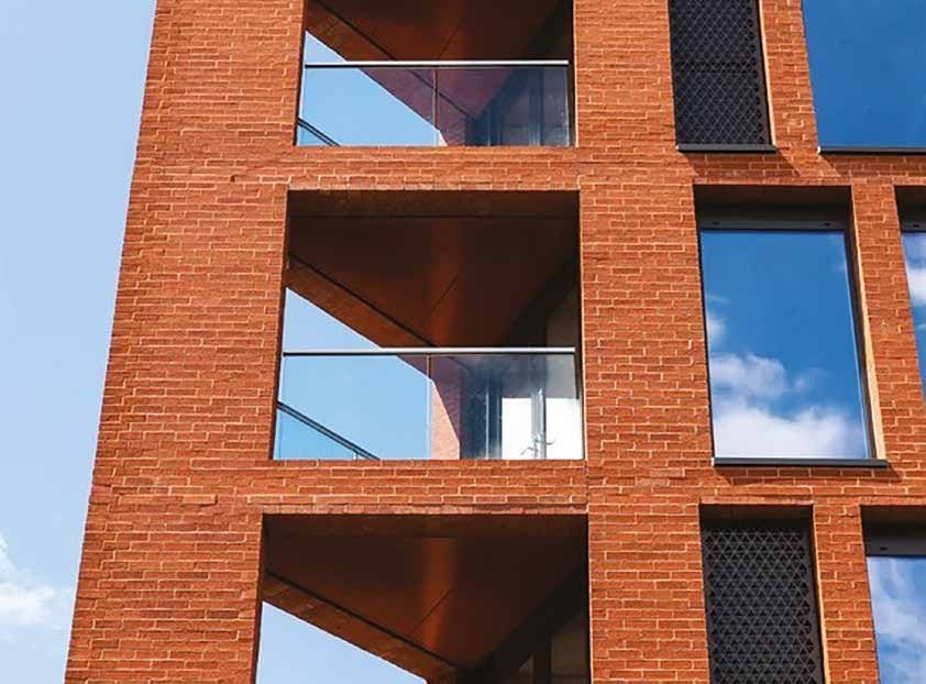 Red brick detail of the Preston Road outer frame